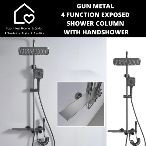 Gun Metal 4 Function Exposed Shower Column With Handshower