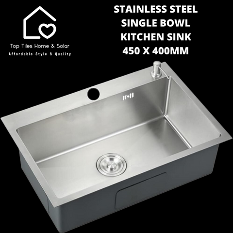 Stainless Steel Single Bowl Kitchen Sink - 450 x 400mm