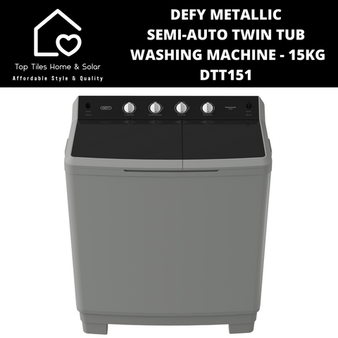 Defy Metallic Semi-Auto Twin Tub Washing Machine - 15kg DTT151