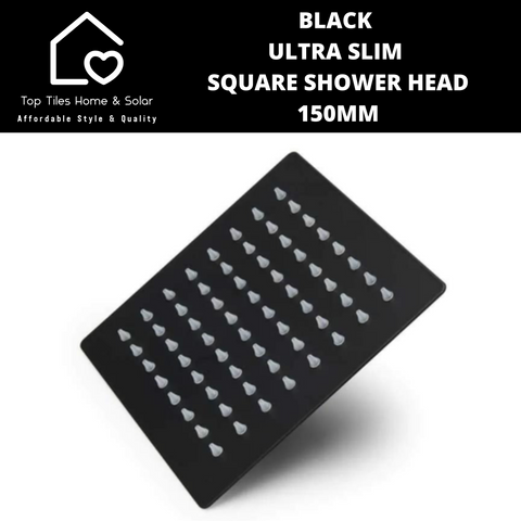 Black Ultra Slim Square Shower Head - 150mm