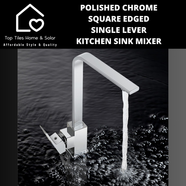 Polished Chrome Square Edged Single Lever Kitchen Sink Mixer
