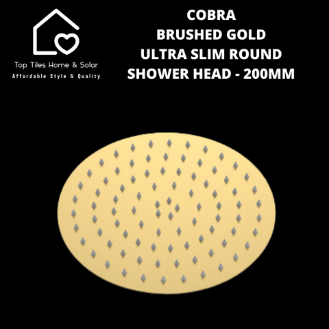 Cobra Brushed Gold Ultra Slim Round Shower Head - 200mm