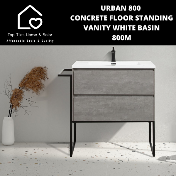 Urban 800 Concrete Floor Standing Vanity White Basin - 800m