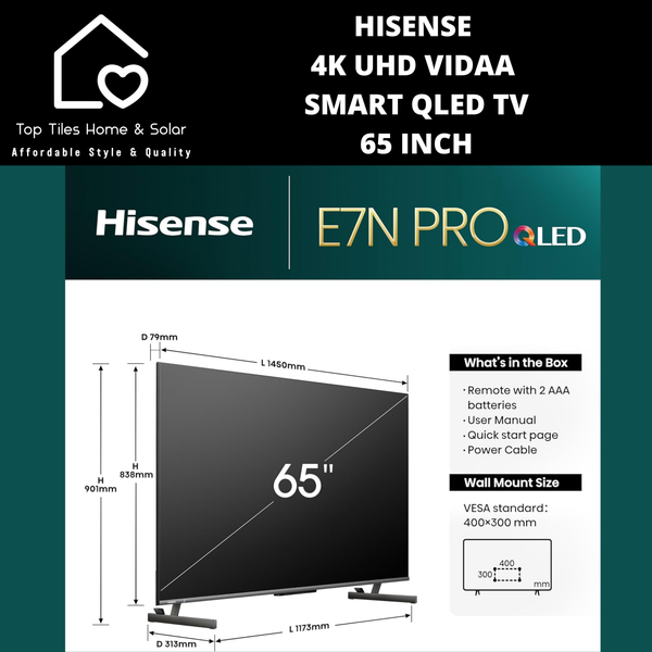 Hisense 4K UHD Vidaa Smart QLED TV - 65 Inch