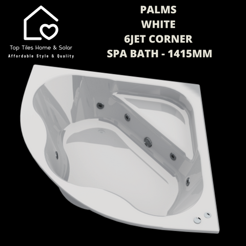 Palms White 6jet Corner Spa Massage Bath - 1415mm