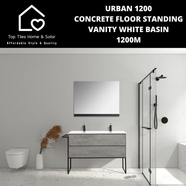 Urban 1200 Concrete Floor Standing Vanity White Basin - 1200m