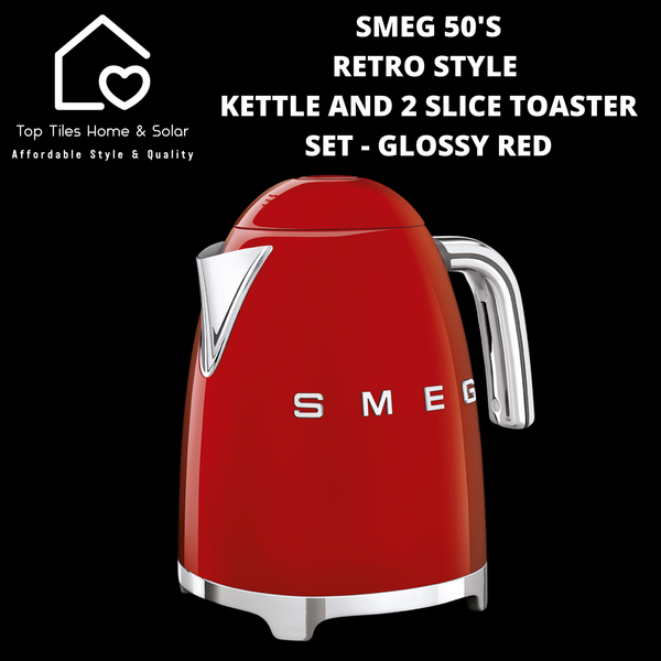 Smeg 50's Retro Style Kettle and 2 Slice Toaster Set - Glossy Red