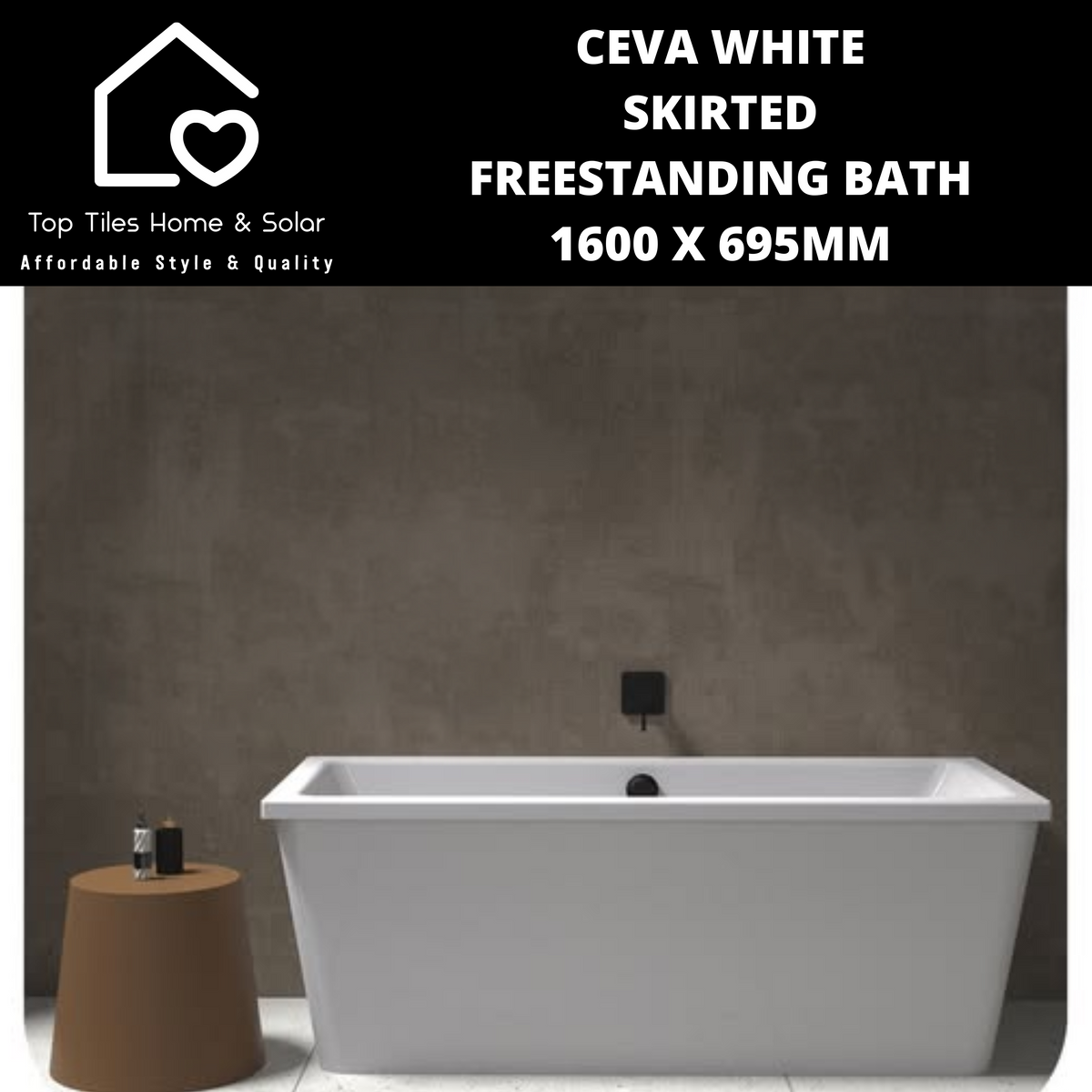 Ceva White Skirted Freestanding Bath - 1600 x 695mm – Top Tiles
