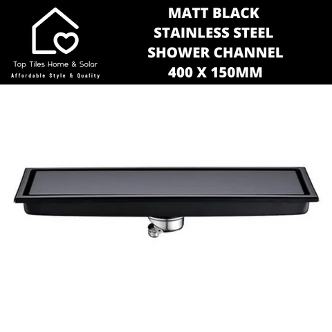 Matt Black Stainless Steel Shower Channel - 400 x 150mm