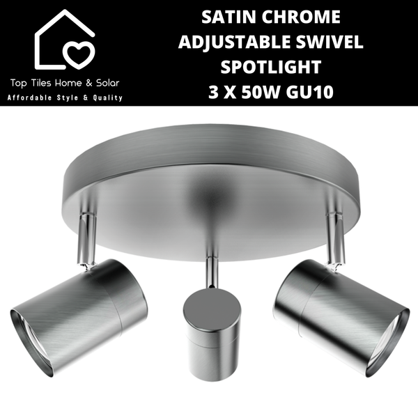 Satin Chrome Adjustable Swivel Spotlight - 3 x 50W GU10
