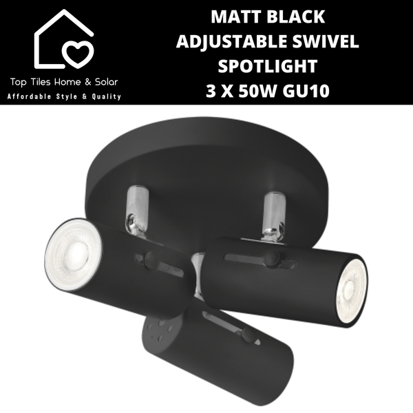 Matt Black Adjustable Swivel Spotlight - 3 x 50W GU10