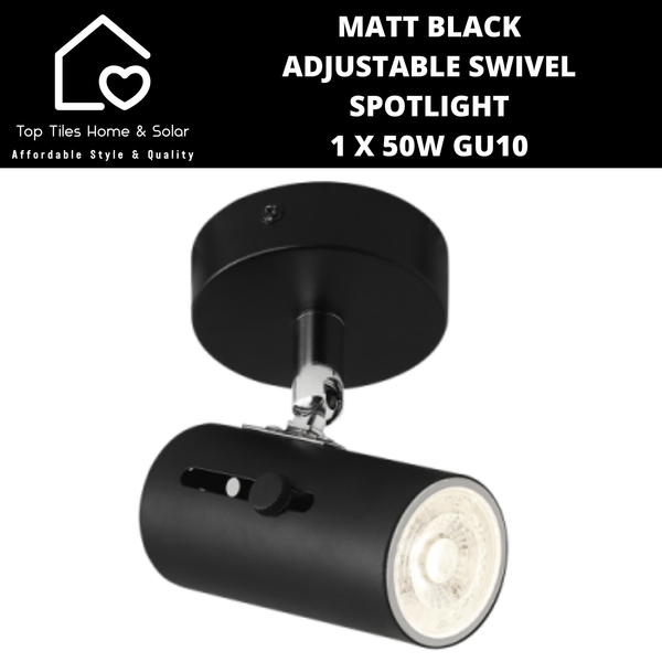 Matt Black Adjustable Swivel Spotlight - 1 x 50W GU10