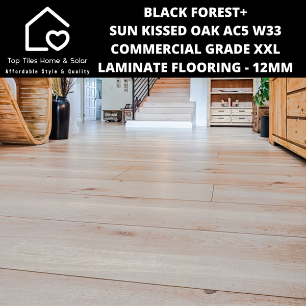 Black Forest+ Sun Kissed Oak AC5 W33 Commercial Grade XXL Laminate Flooring - 12mm