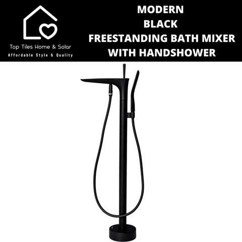 Modern Black Freestanding Bath Mixer With Handshower