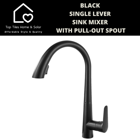 Black Single Lever Sink Mixer With Pull-Out Spout