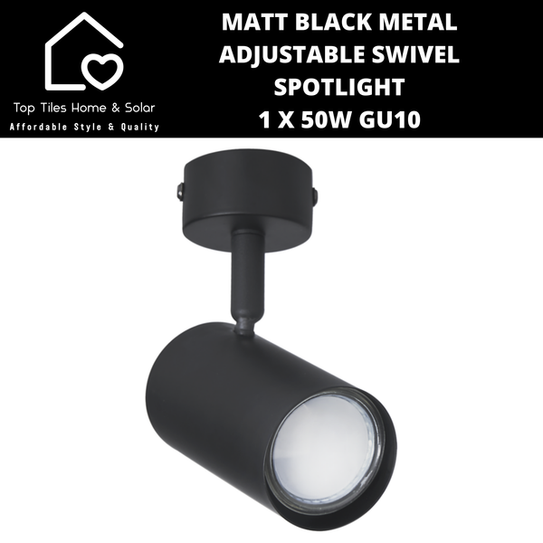 Matt Black Metal Adjustable Swivel Spotlight - 1 x 50W GU10