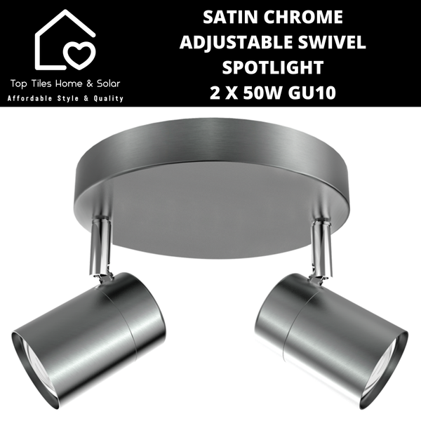 Satin Chrome Adjustable Swivel Spotlight - 2 x 50W GU10