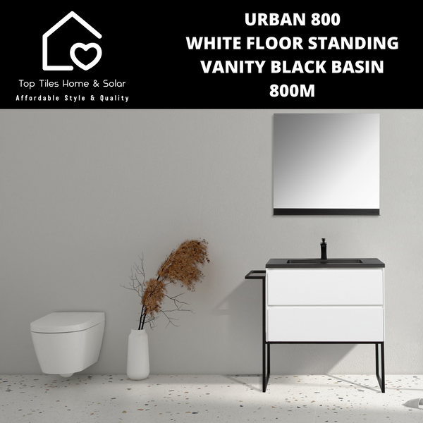 Urban 800 White Floor Standing Vanity Black Basin - 800m