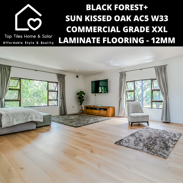 Black Forest+ Sun Kissed Oak AC5 W33 Commercial Grade XXL Laminate Flooring - 12mm