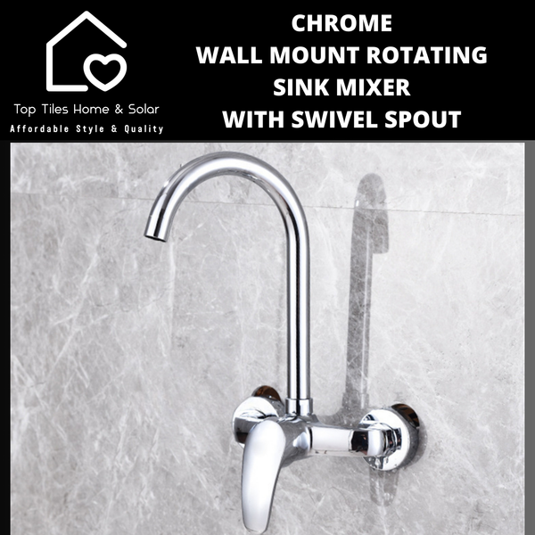 Chrome Wall Mount Rotating Sink Mixer with Swivel Spout