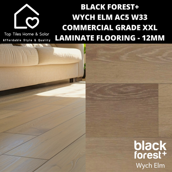 Black Forest+ Wych Elm AC5 W33 Commercial Grade XXL Laminate Flooring - 12mm