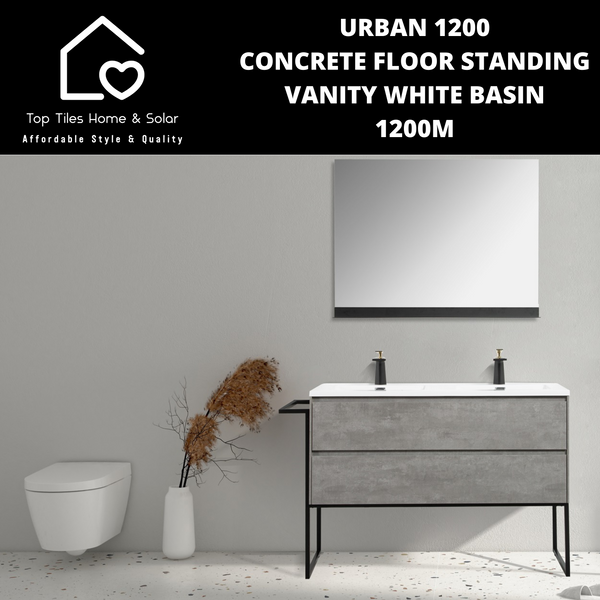 Urban 1200 Concrete Floor Standing Vanity White Basin - 1200m