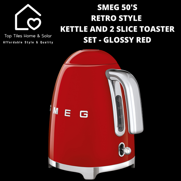 Smeg 50's Retro Style Kettle and 2 Slice Toaster Set - Glossy Red