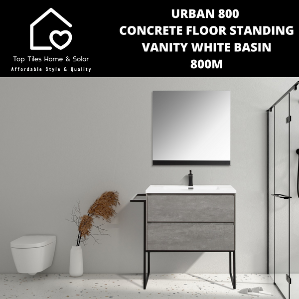 Urban 800 Concrete Floor Standing Vanity White Basin - 800m
