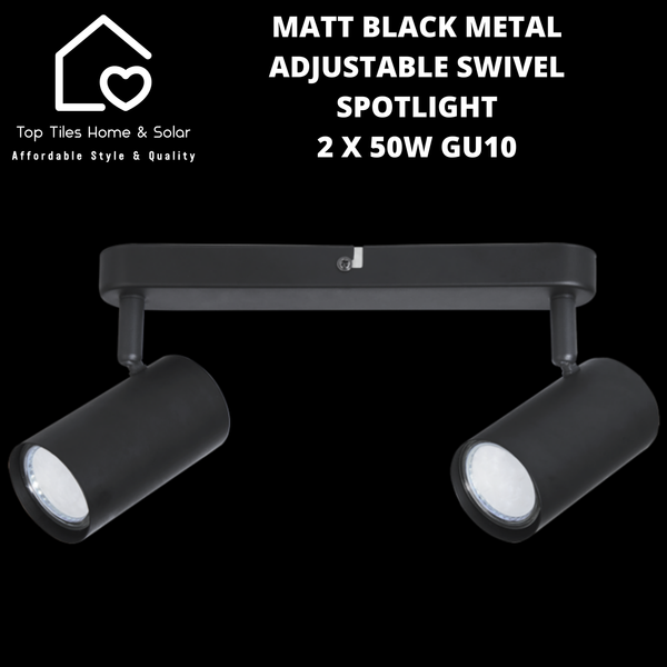 Matt Black Metal Adjustable Swivel Spotlight - 2 x 50W GU10