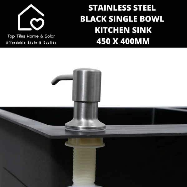 Stainless Steel Black Single Bowl Kitchen Sink - 450 x 400mm