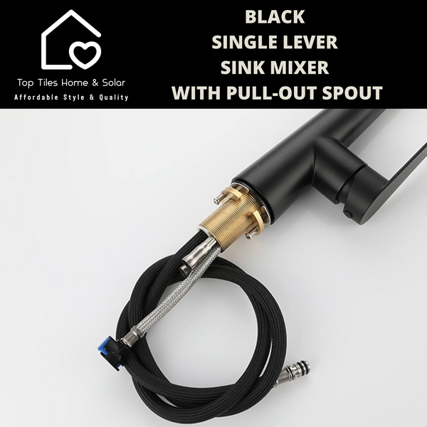 Black Single Lever Sink Mixer With Pull-Out Spout