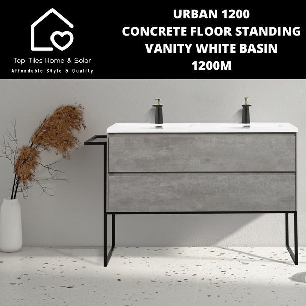 Urban 1200 Concrete Floor Standing Vanity White Basin - 1200m