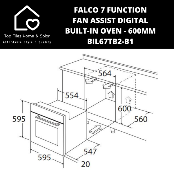 Falco 7 Function Fan Assist Digital Built-in Oven - 60cm BIL67TB2-B1