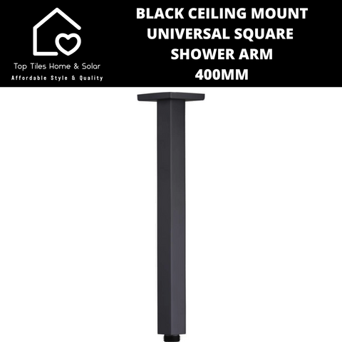 Black Ceiling Mount Universal Square Shower Arm - 400mm