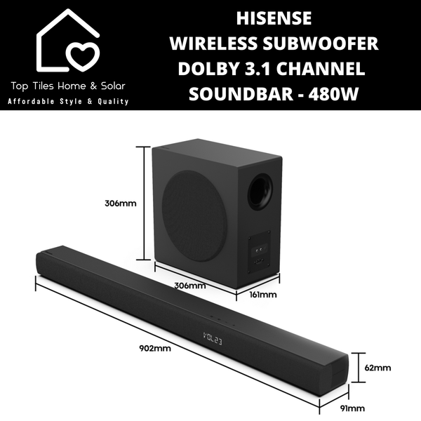 Hisense Wireless Subwoofer Dolby 3.1 Channel Soundbar - 480W