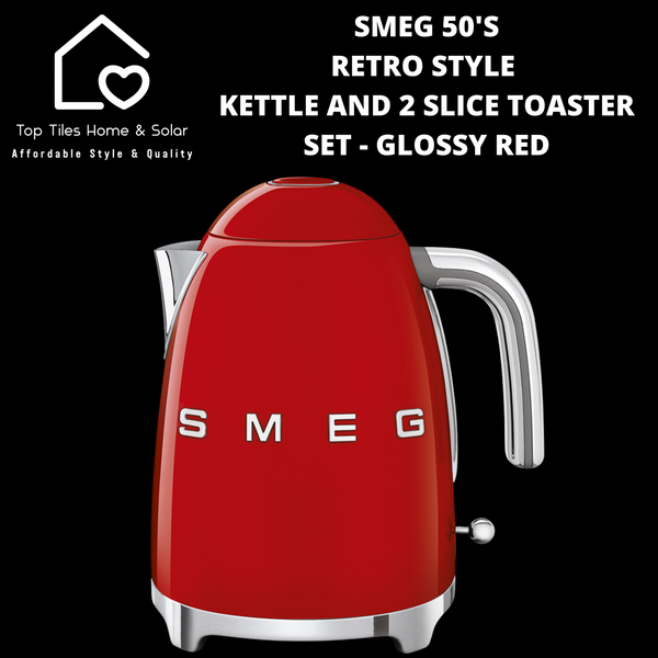 Smeg 50's Retro Style Kettle and 2 Slice Toaster Set - Glossy Red