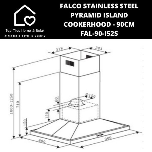 Falco Stainless Steel Pyramid Island Cookerhood - 90cm FAL-90-I52S