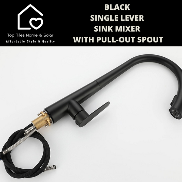 Black Single Lever Sink Mixer With Pull-Out Spout