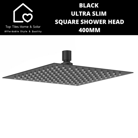 Black Ultra Slim Square Shower Head - 400mm