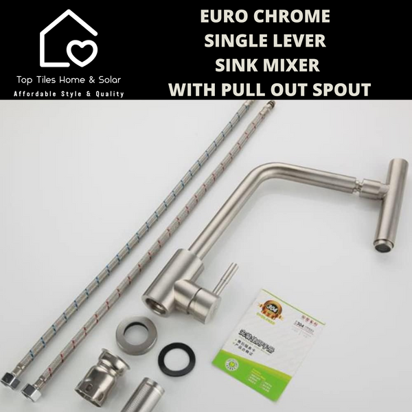Euro Chrome Single Lever Sink Mixer With Pull Out Spout