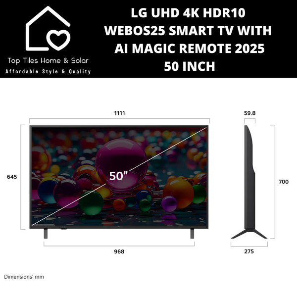 LG UHD 4K HDR10 WebOS25 Smart TV with AI Magic Remote 2025 - 50 Inch