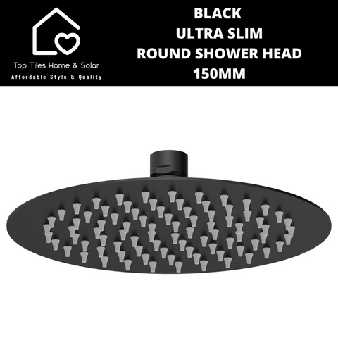 Black Ultra Slim Round Shower Head - 150mm
