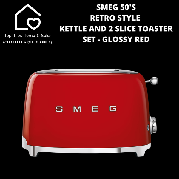 Smeg 50's Retro Style Kettle and 2 Slice Toaster Set - Glossy Red