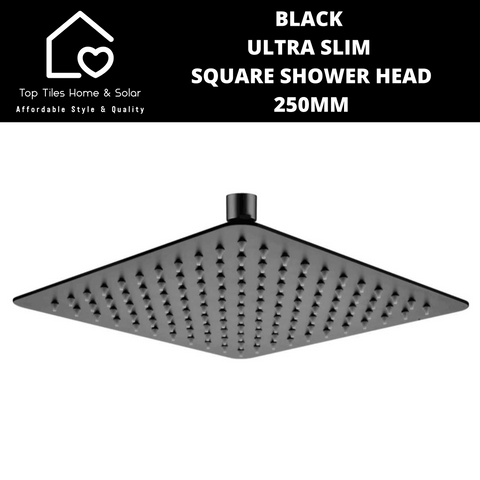 Black Ultra Slim Square Shower Head - 250mm