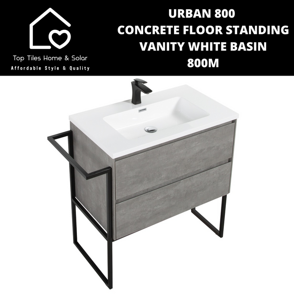 Urban 800 Concrete Floor Standing Vanity White Basin - 800m