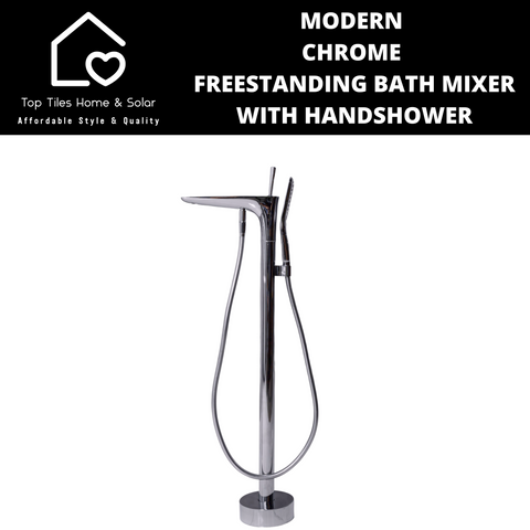 Modern Chrome Freestanding Bath Mixer With Handshower