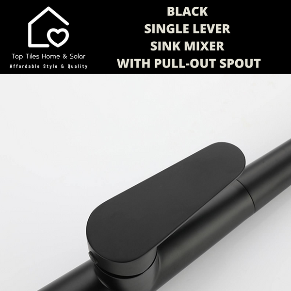Black Single Lever Sink Mixer With Pull-Out Spout