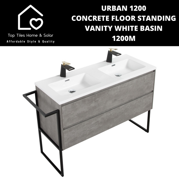 Urban 1200 Concrete Floor Standing Vanity White Basin - 1200m