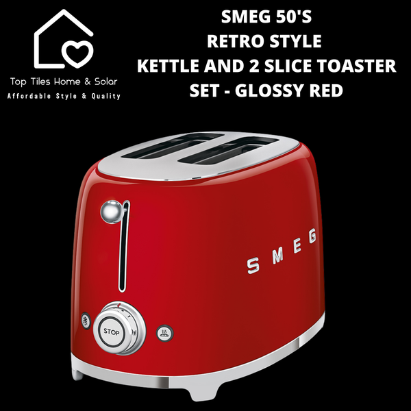 Smeg 50's Retro Style Kettle and 2 Slice Toaster Set - Glossy Red