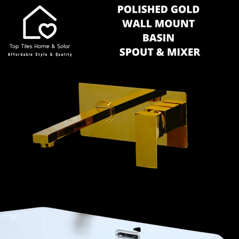 Polished Gold Wall Mount Basin Spout & Mixer